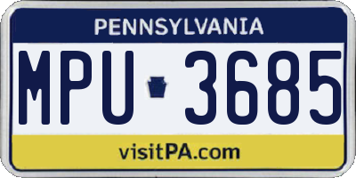 PA license plate MPU3685