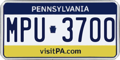 PA license plate MPU3700