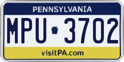 PA license plate MPU3702