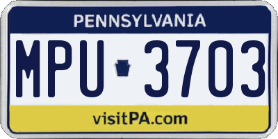 PA license plate MPU3703
