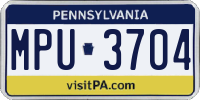 PA license plate MPU3704