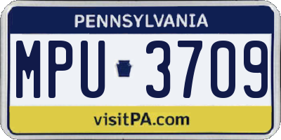PA license plate MPU3709