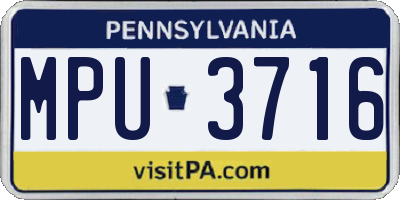 PA license plate MPU3716