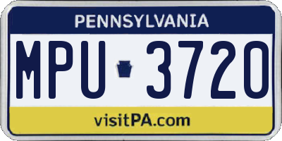 PA license plate MPU3720