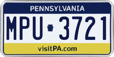 PA license plate MPU3721