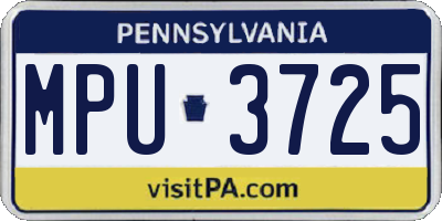 PA license plate MPU3725