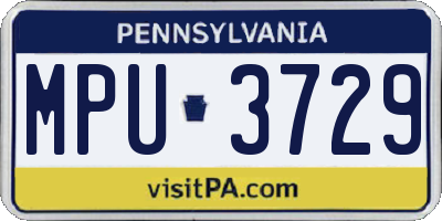 PA license plate MPU3729