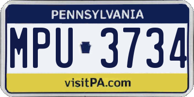 PA license plate MPU3734