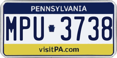 PA license plate MPU3738