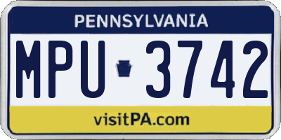 PA license plate MPU3742