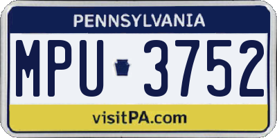 PA license plate MPU3752