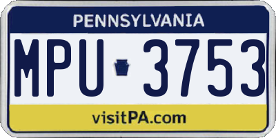 PA license plate MPU3753