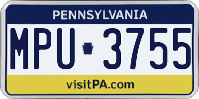 PA license plate MPU3755