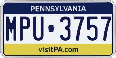 PA license plate MPU3757