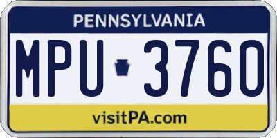 PA license plate MPU3760