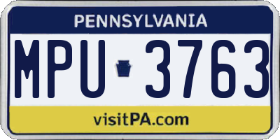 PA license plate MPU3763