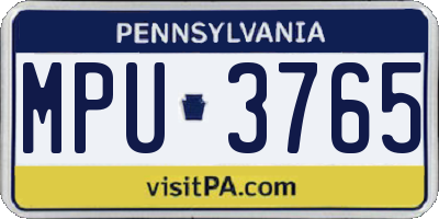 PA license plate MPU3765