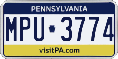 PA license plate MPU3774