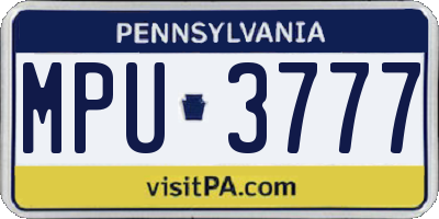 PA license plate MPU3777