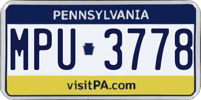 PA license plate MPU3778