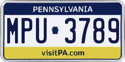 PA license plate MPU3789