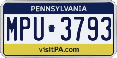 PA license plate MPU3793