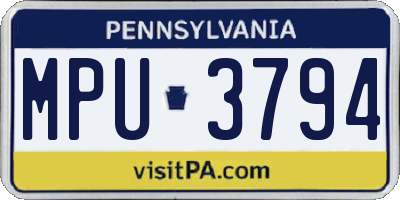 PA license plate MPU3794
