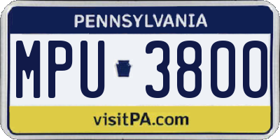 PA license plate MPU3800