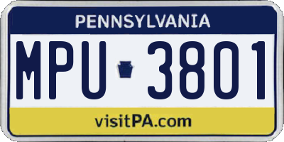 PA license plate MPU3801