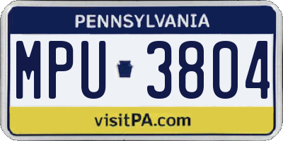 PA license plate MPU3804