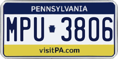 PA license plate MPU3806