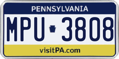 PA license plate MPU3808