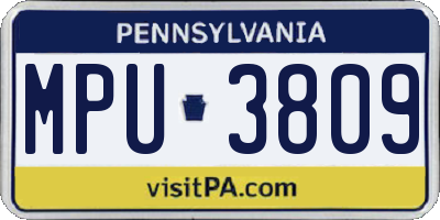 PA license plate MPU3809
