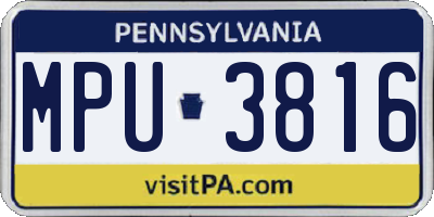 PA license plate MPU3816