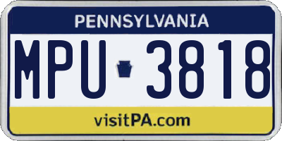 PA license plate MPU3818