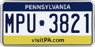 PA license plate MPU3821