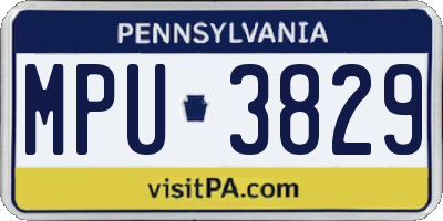 PA license plate MPU3829