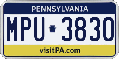 PA license plate MPU3830