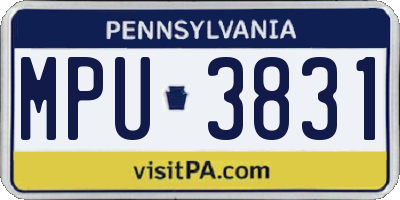PA license plate MPU3831