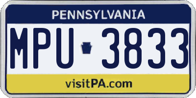PA license plate MPU3833