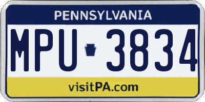 PA license plate MPU3834