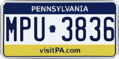 PA license plate MPU3836