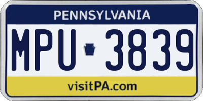 PA license plate MPU3839