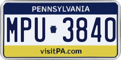 PA license plate MPU3840