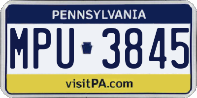 PA license plate MPU3845