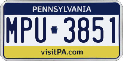 PA license plate MPU3851