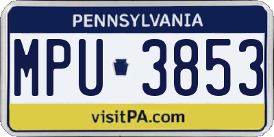 PA license plate MPU3853