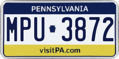 PA license plate MPU3872