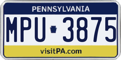 PA license plate MPU3875