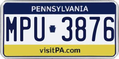 PA license plate MPU3876